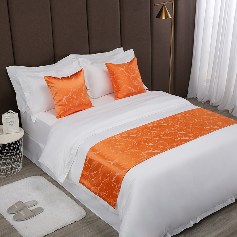 Camino de cama de hotel Jacquard de color naranja