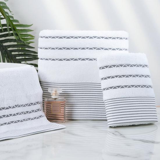 Blanco con juegos de toallas de baño de spa para hotel en casa a rayas de color gris